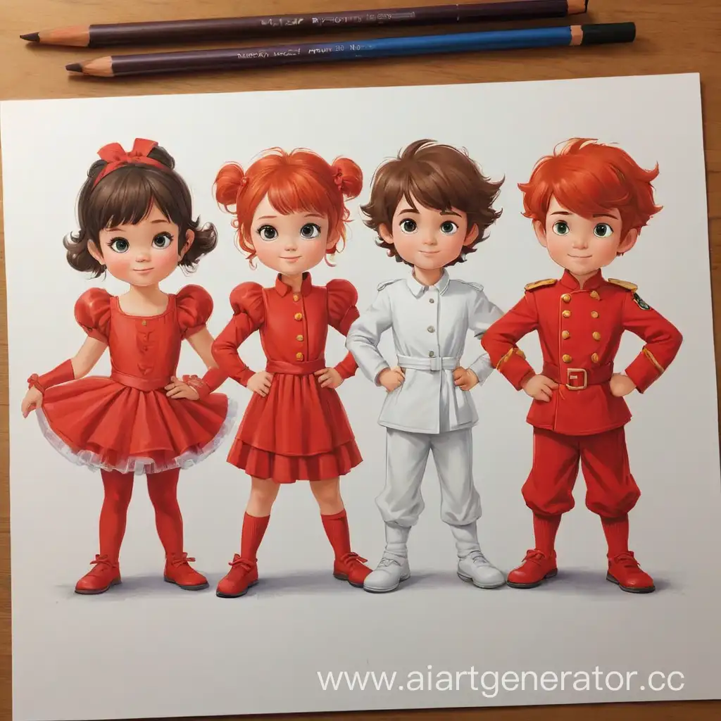 Cheerful-Cartoon-Characters-in-Red-Costumes-Group-Illustration
