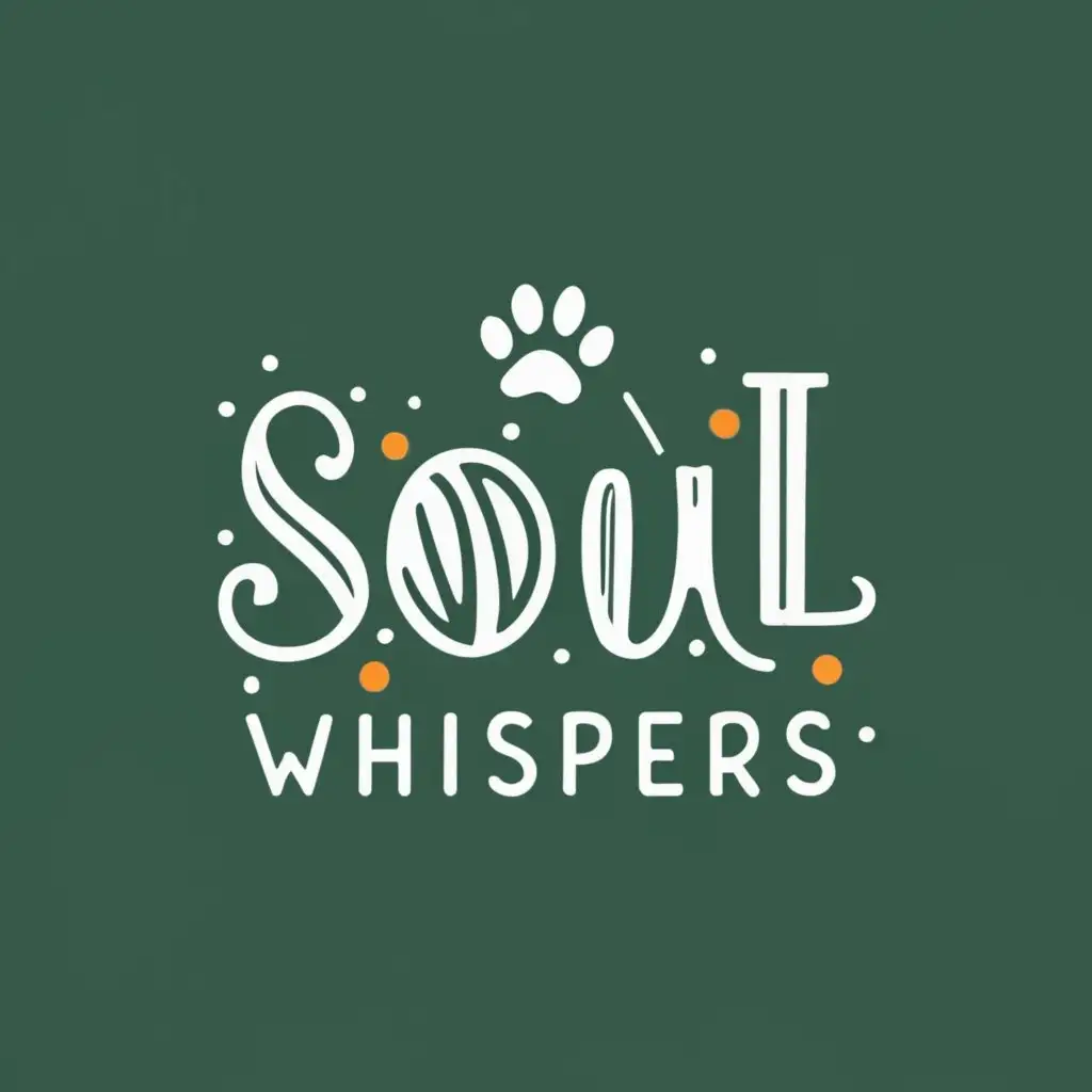 logo, leaves animals quantum energy, with the text "Soul Whispers", typography, be used in Animals Pets industry