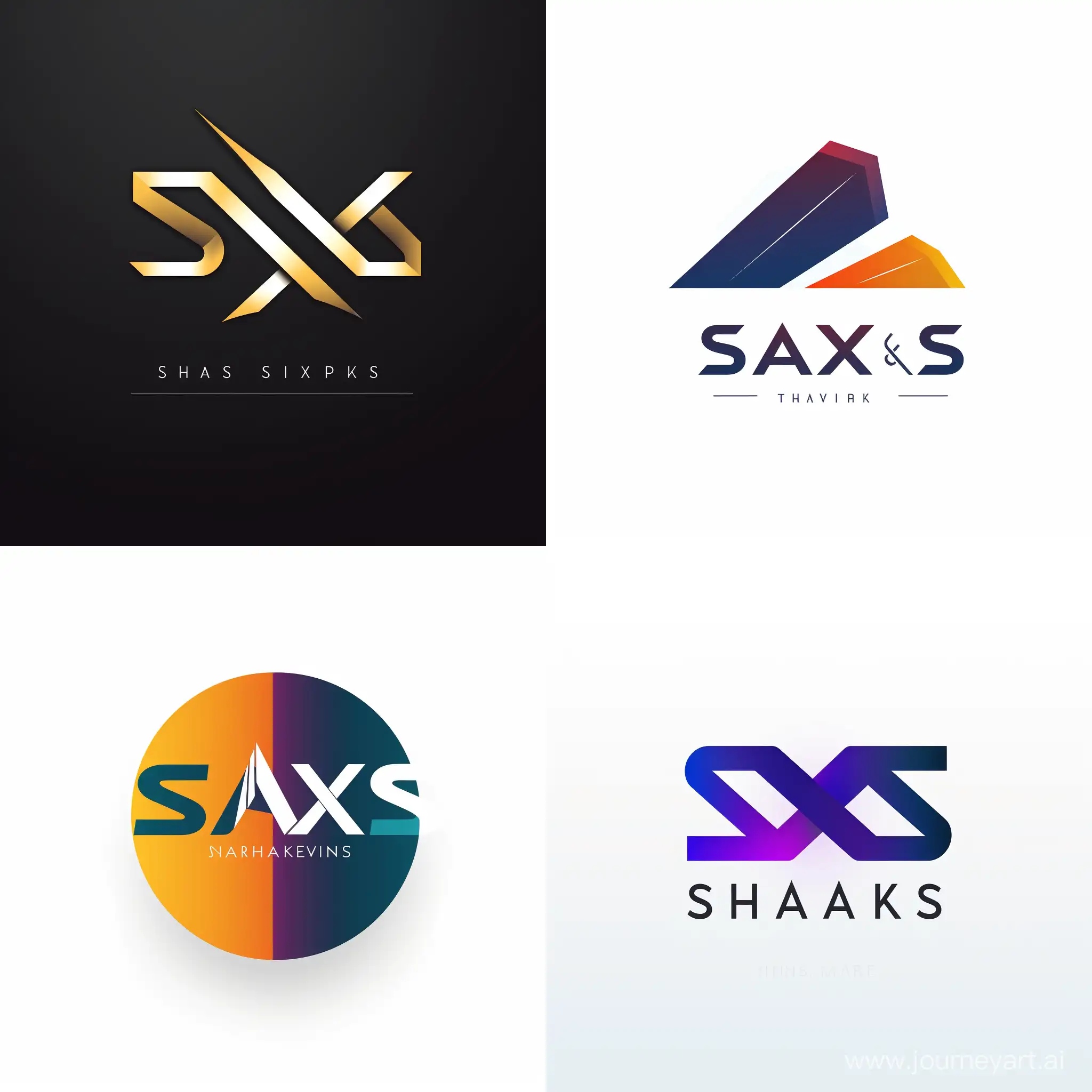 minimalistic flat 2d logo with the letters "SHAXS"
