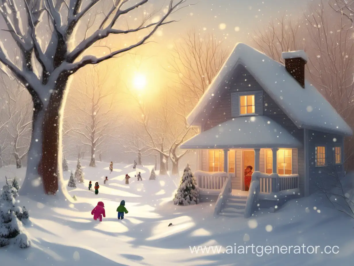 Snowy-Childrens-Abode-in-Sunlight