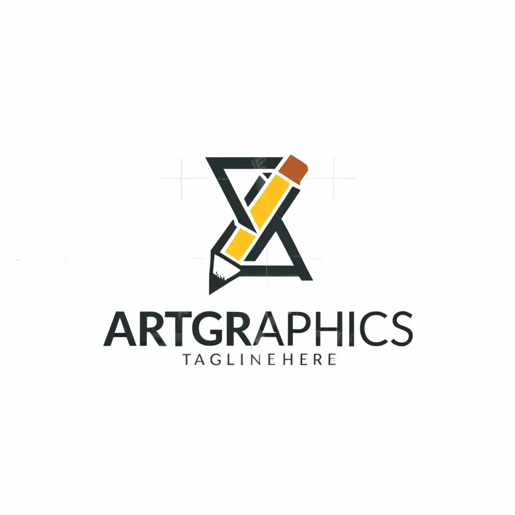 a logo design,with the text "ArtGraphics", main symbol:pencil,Moderate,be used in Education industry,clear background