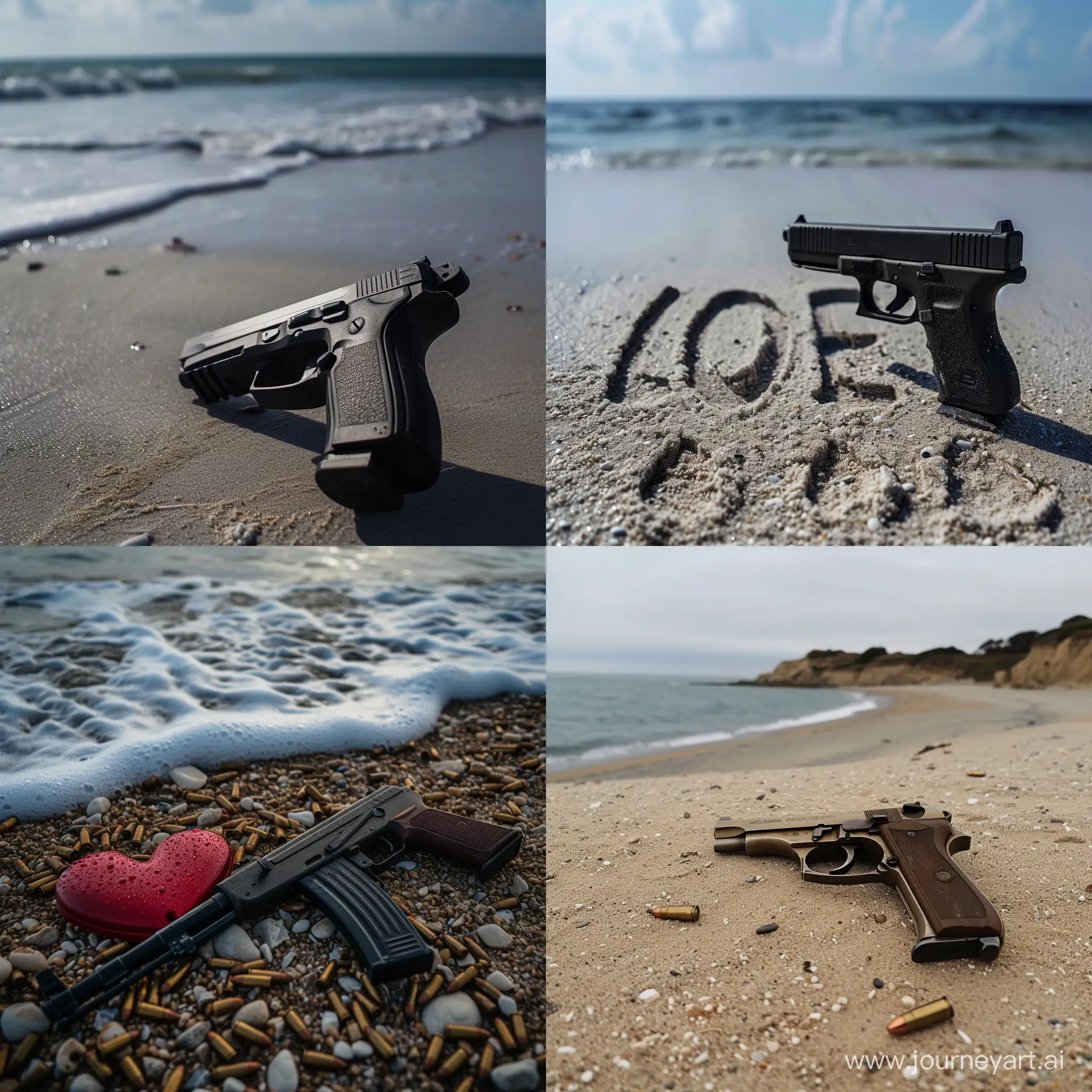 Romantic-Seaside-Sunset-with-Firearms-Silhouettes