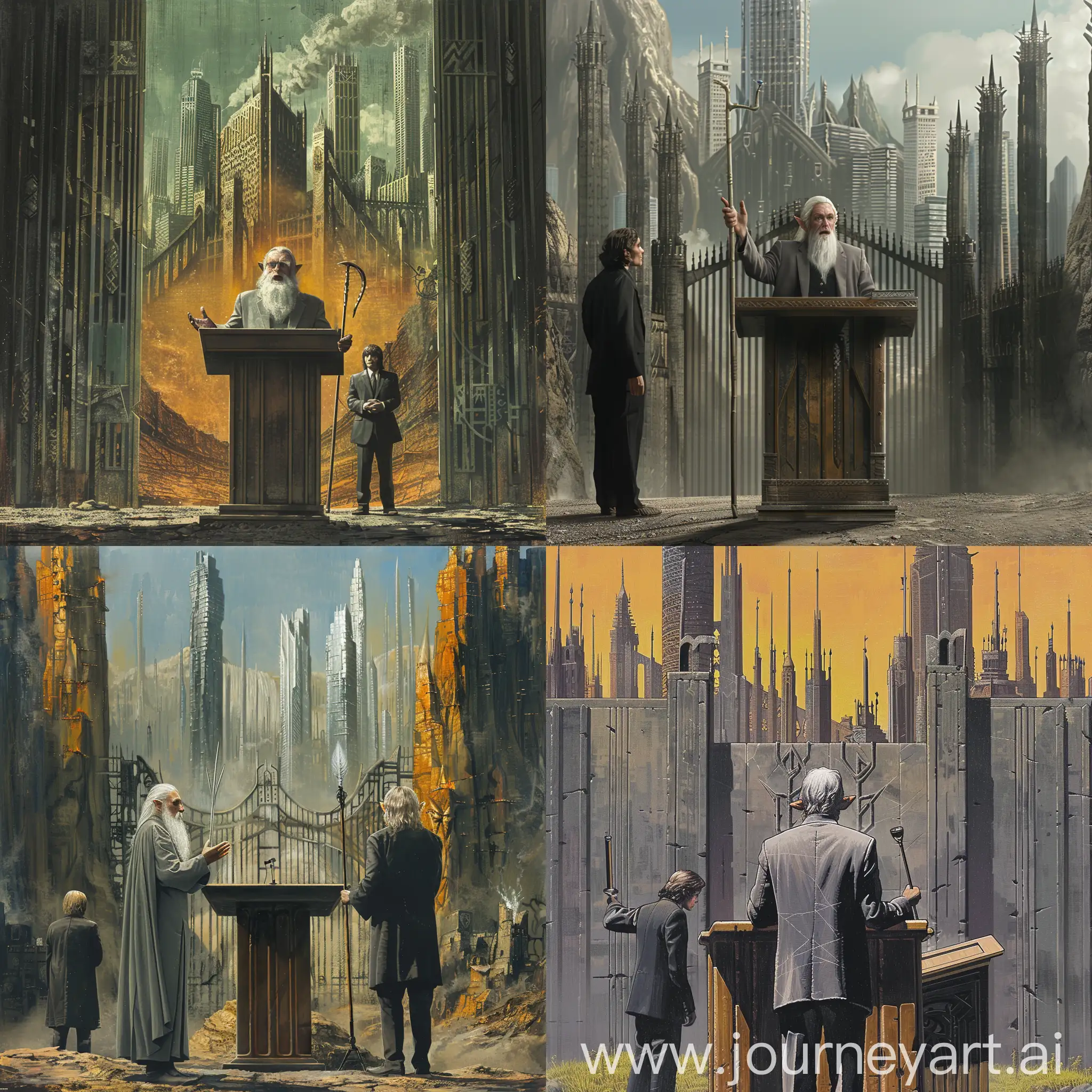 Gandalf-Giving-Speech-at-Mordor-Gates-with-Frodo-Holding-Staff
