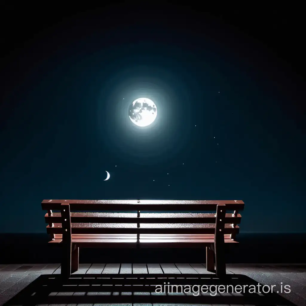 bench , moon light in dark night