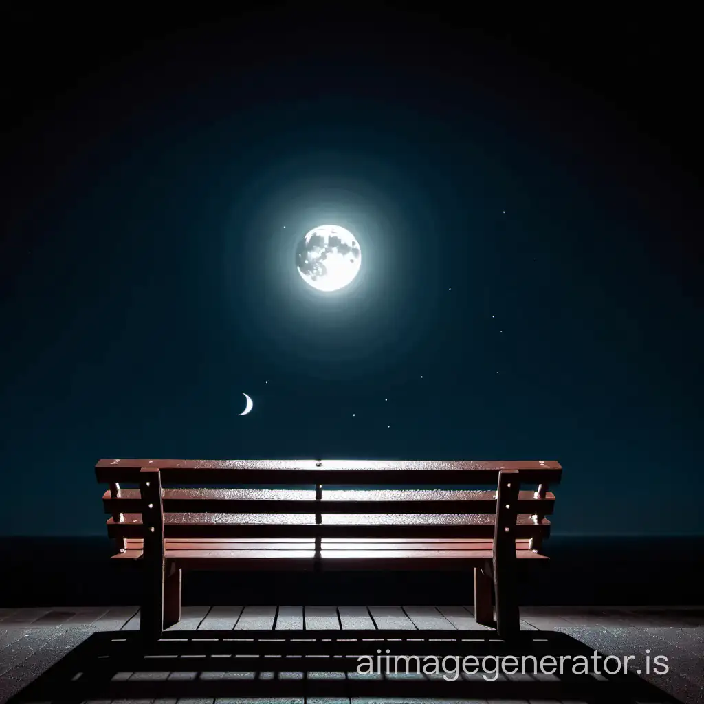 Bench under Moonlight Tranquil Night Scene with Illuminated Bench | AI ...