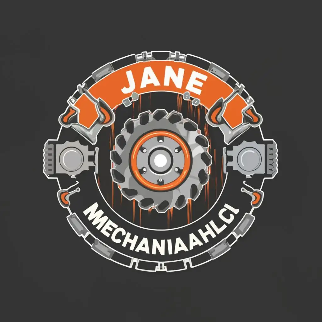 LOGO-Design-For-Jane-Mechanicaholic-Industrial-Chic-with-Mechanical-Tools-and-Brake-Pad-Motif