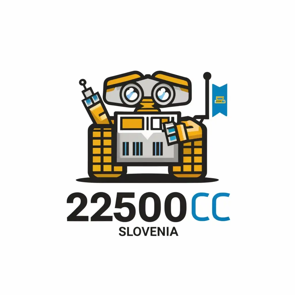 a logo design,with the text "Team Wall-E - 22500C SLOVENIA", main symbol:Wall-e robot,Moderate,clear background