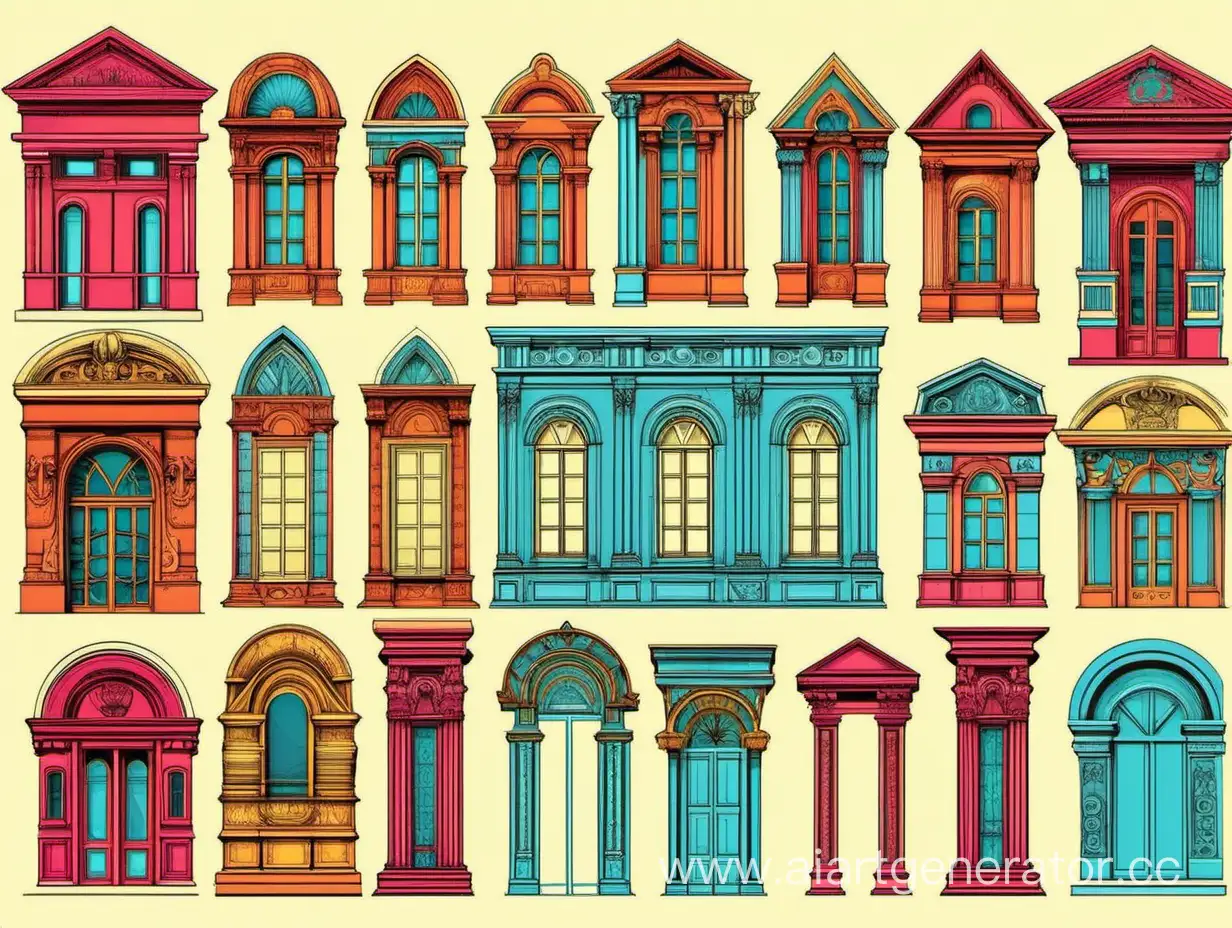 Vibrant-Vector-Architectural-Elements-Modern-Cityscape-with-Bright-Colors