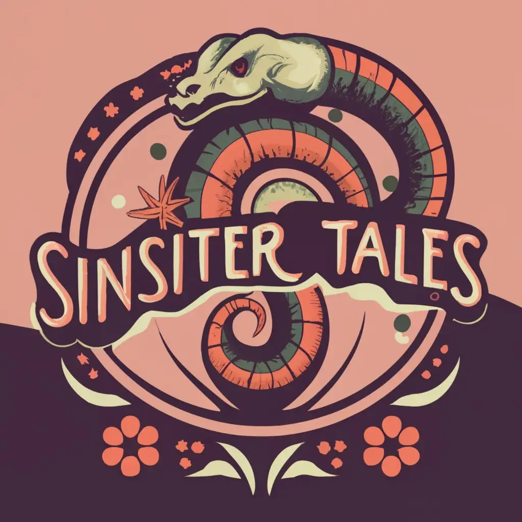 logo, Murder mystery creepy  make it horror , with the text "Sinister tales", typography