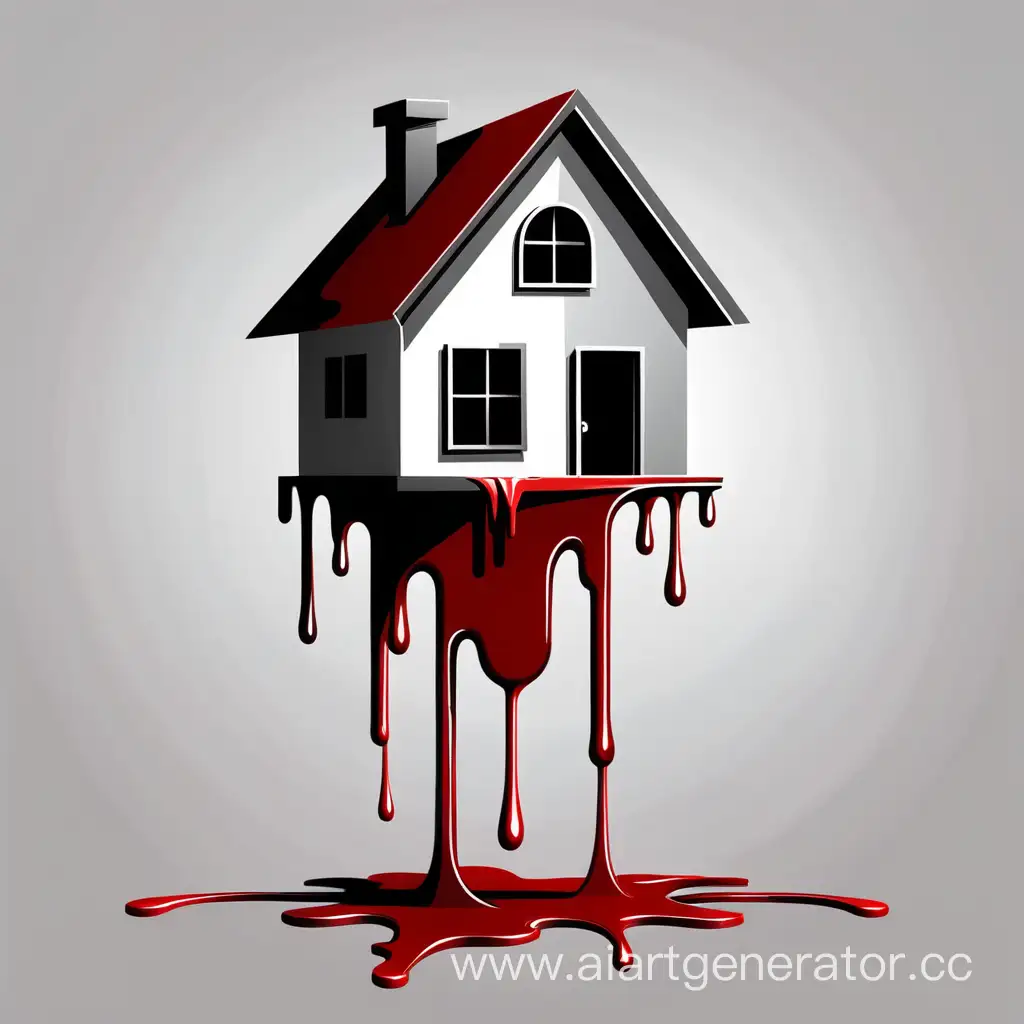 Simple vector home of a blood paint dripping.