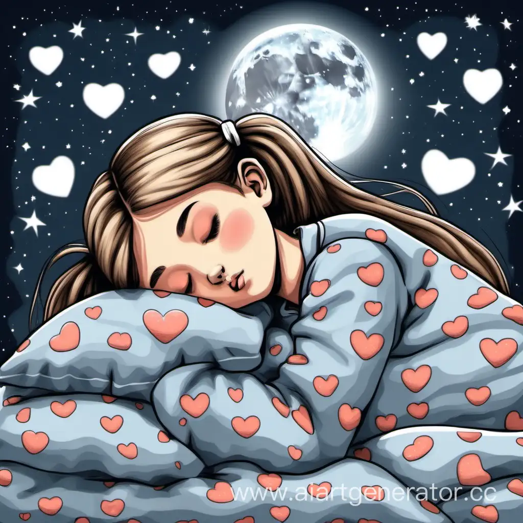 Dreamy-Girl-Sleeping-Under-Full-Gray-Moon-in-HeartShaped-Bun-Pajamas