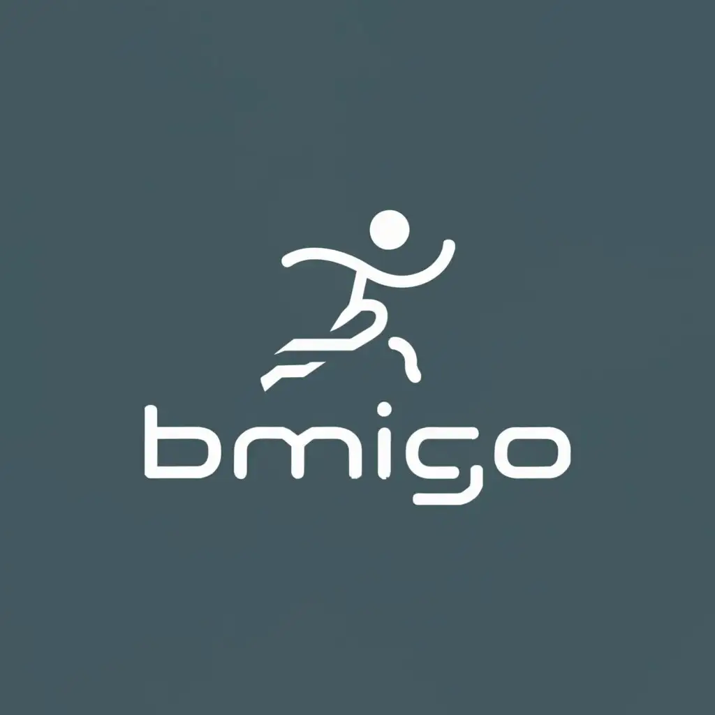 logo, man exercising, with the text "the name of the logo is "BMIgo"", typography, be used in Sports Fitness industry. Make the background transparent