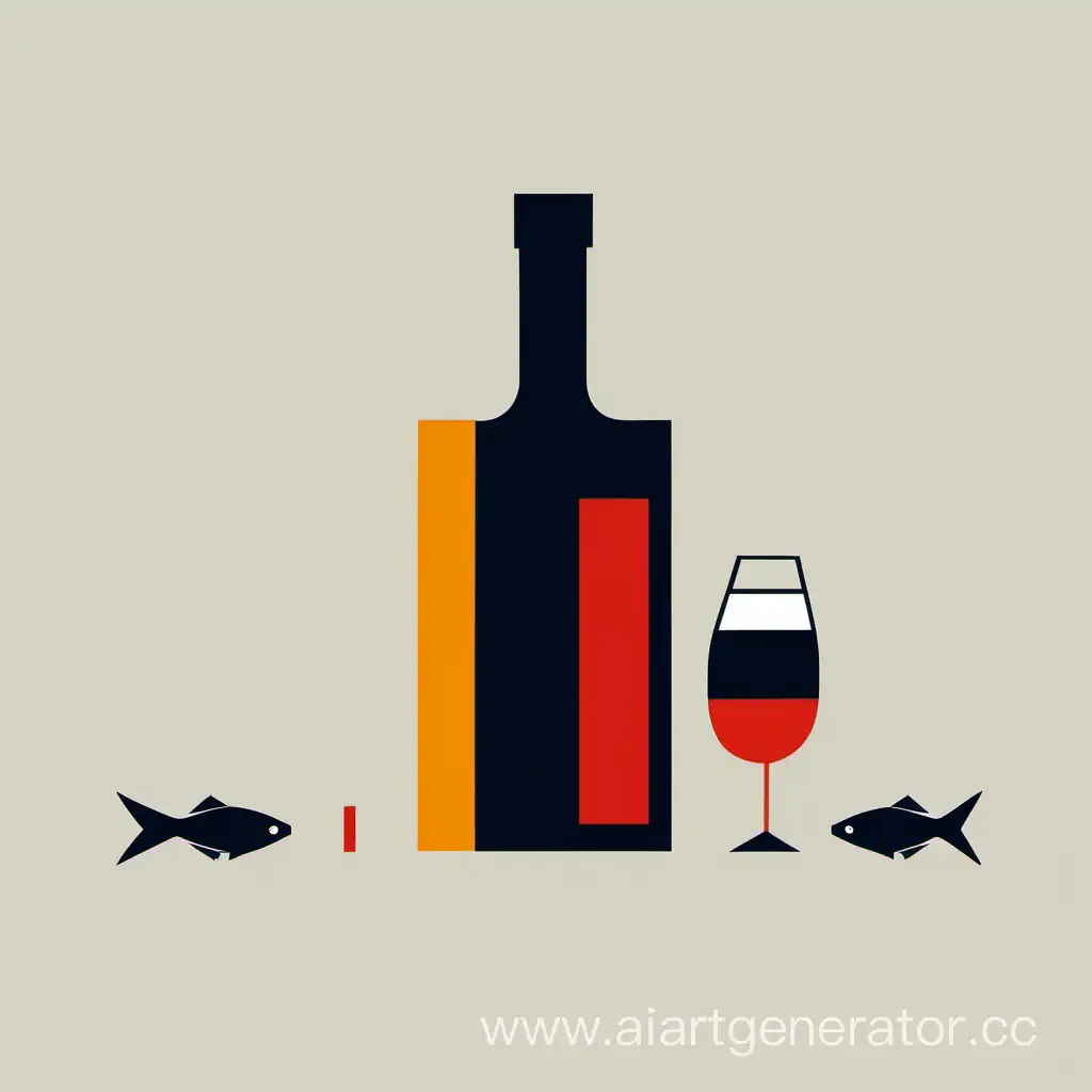 big beer and fish minimalism suprematism