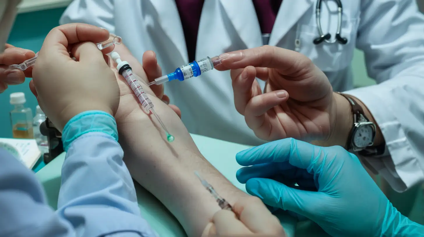 Doctor Administering Vaccination with Syringe