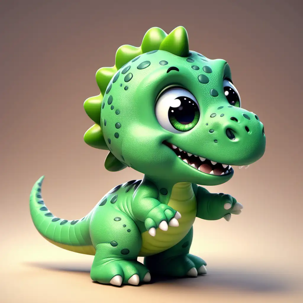 Cute, green dinosaur. 