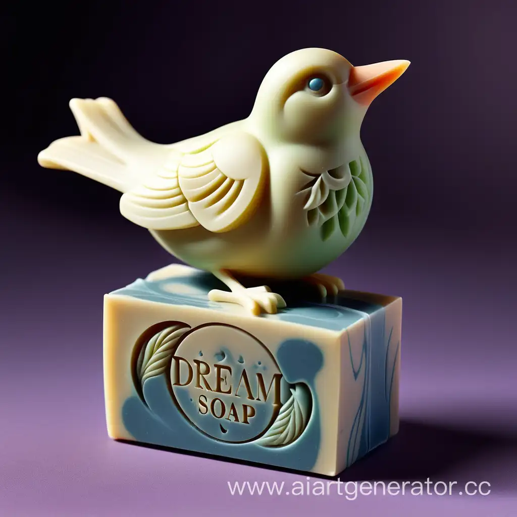 лого "dream soap", мыло в форме птицы