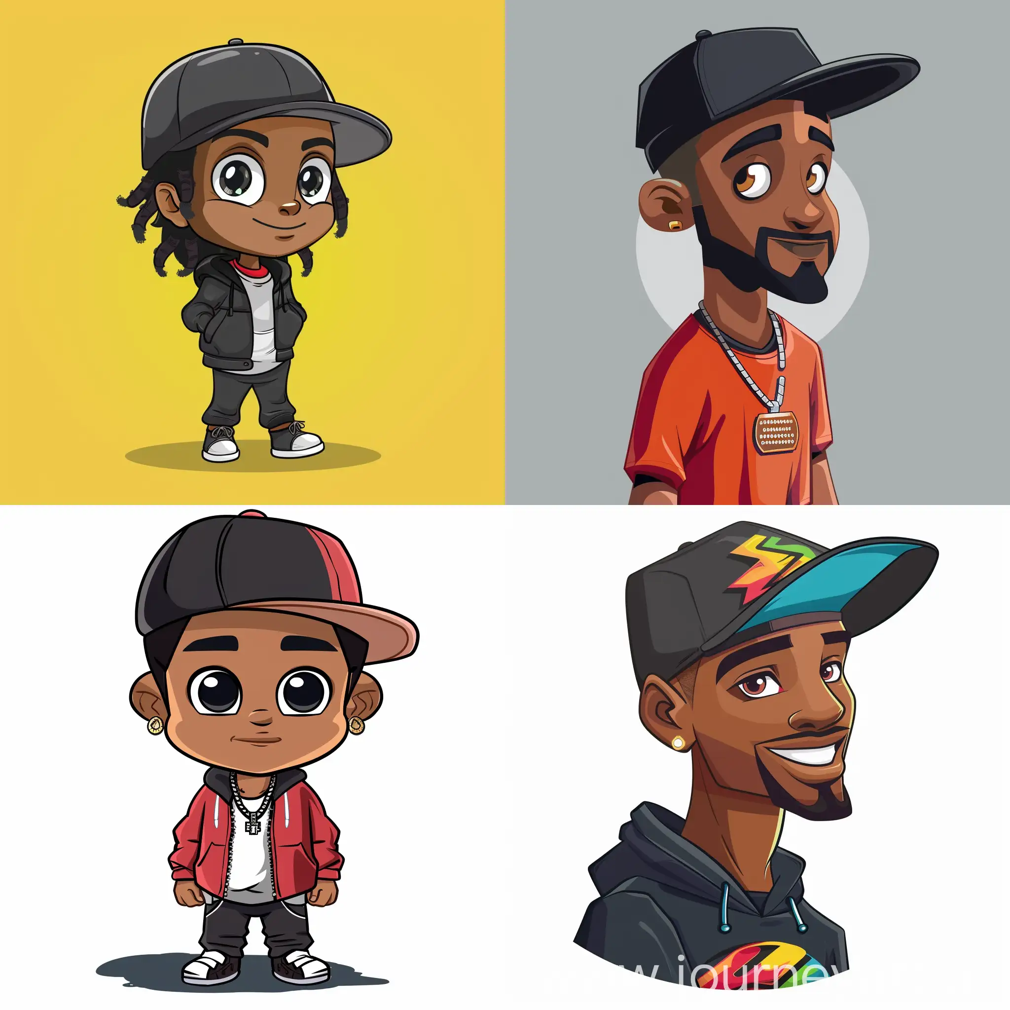 rapper cartoon character with cap
