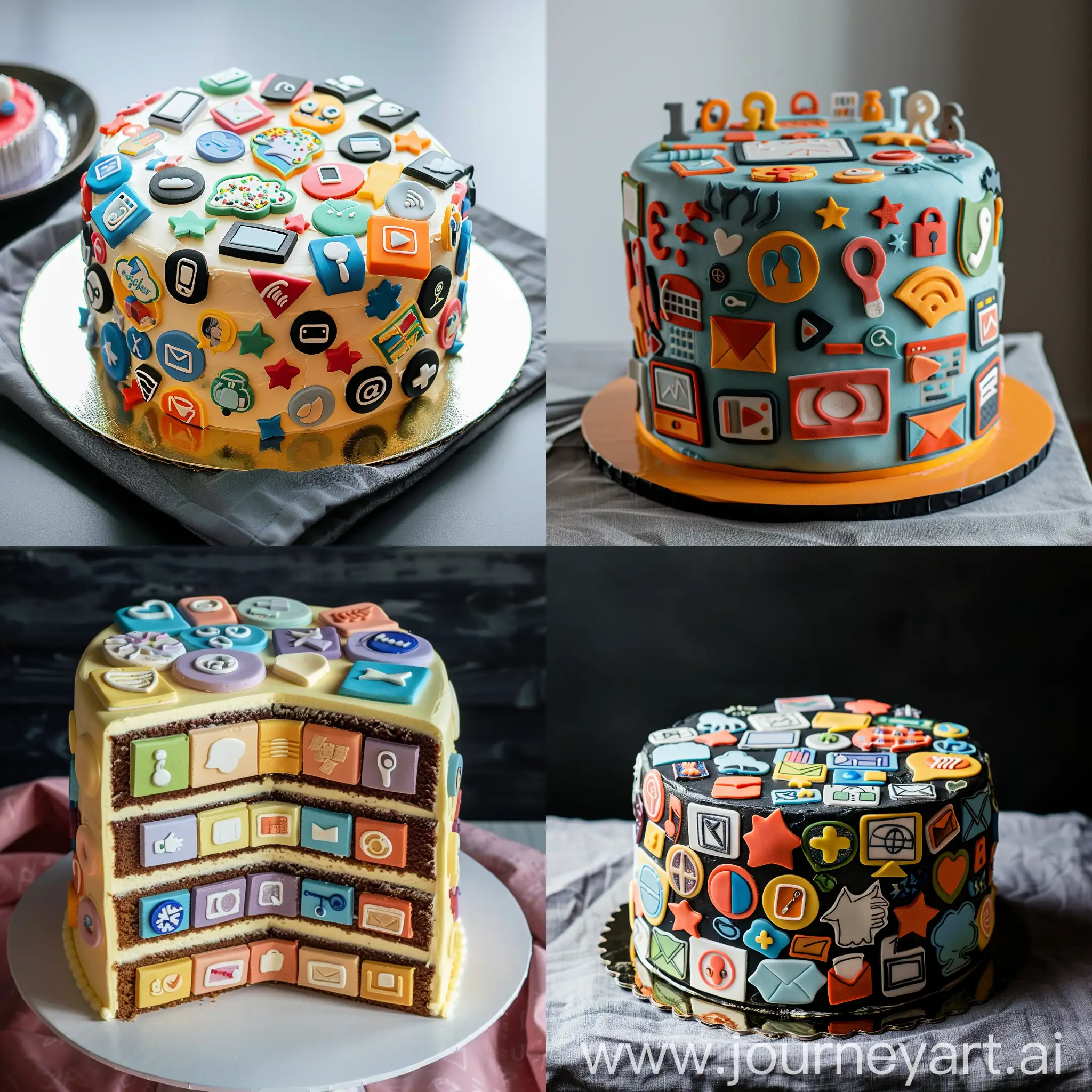 cake made with digital marketing icons