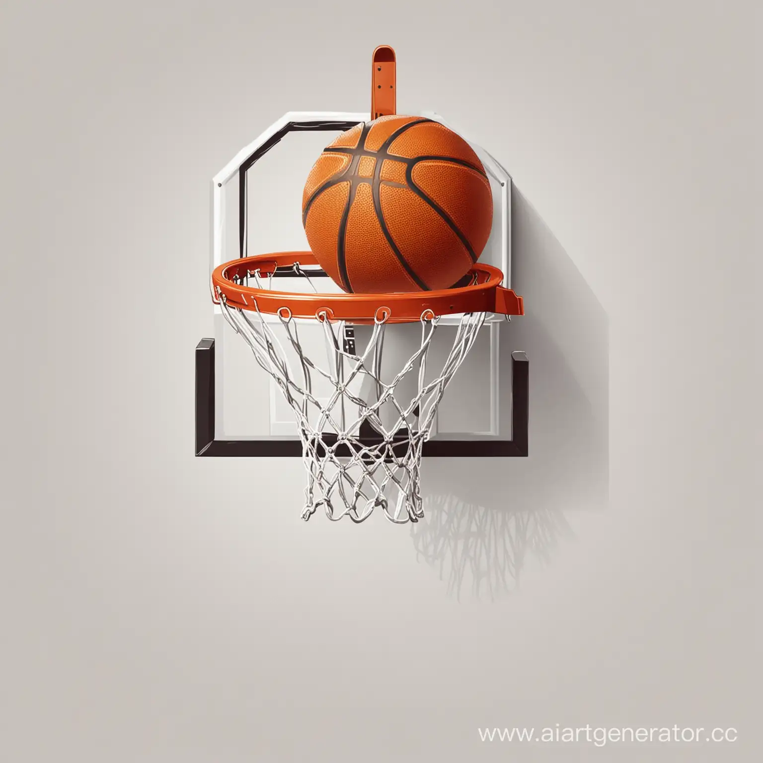 баскетбольный мяч и кольцо, вектор, на белом фоне
