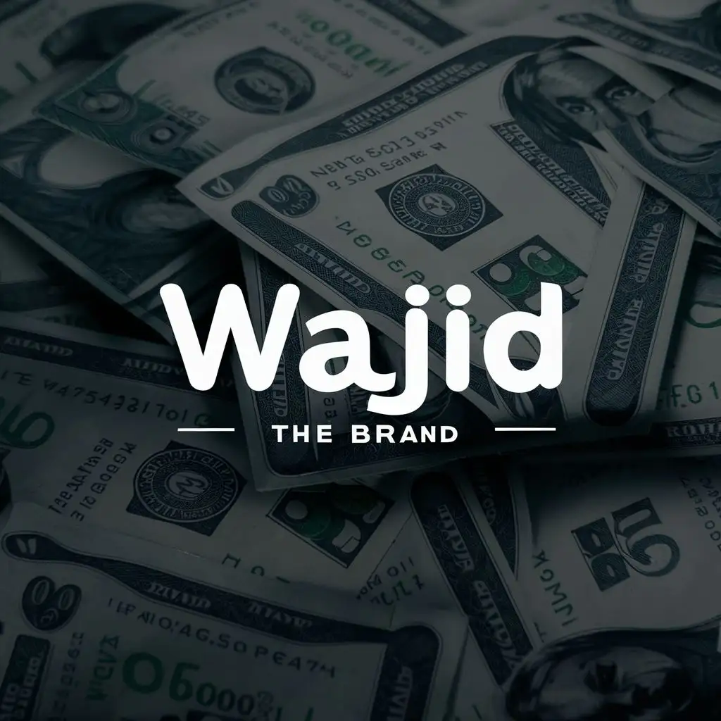 logo, money, with the text "Wajid the Brand", typography, be used in Finance industry