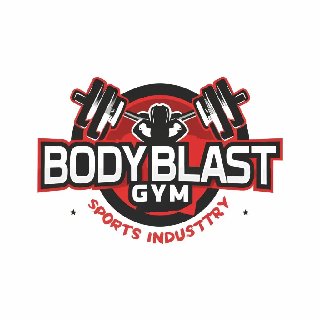 a logo design,with the text "Body Blast Gym", main symbol:Dumbell, Air, Treadmill,Moderate,be used in Sports Fitness industry,clear background