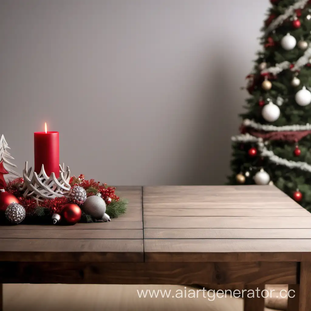 Cozy-Christmas-Wooden-Table-with-Festive-Decorations