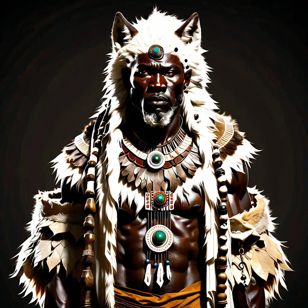 African Father Deity with Protective Wolf Pelt