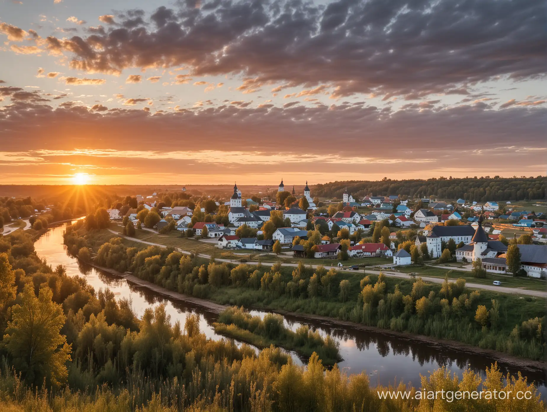 Scenic-Sunset-in-Dolzhitsy-Village-Plusk-District-Pskov-Region