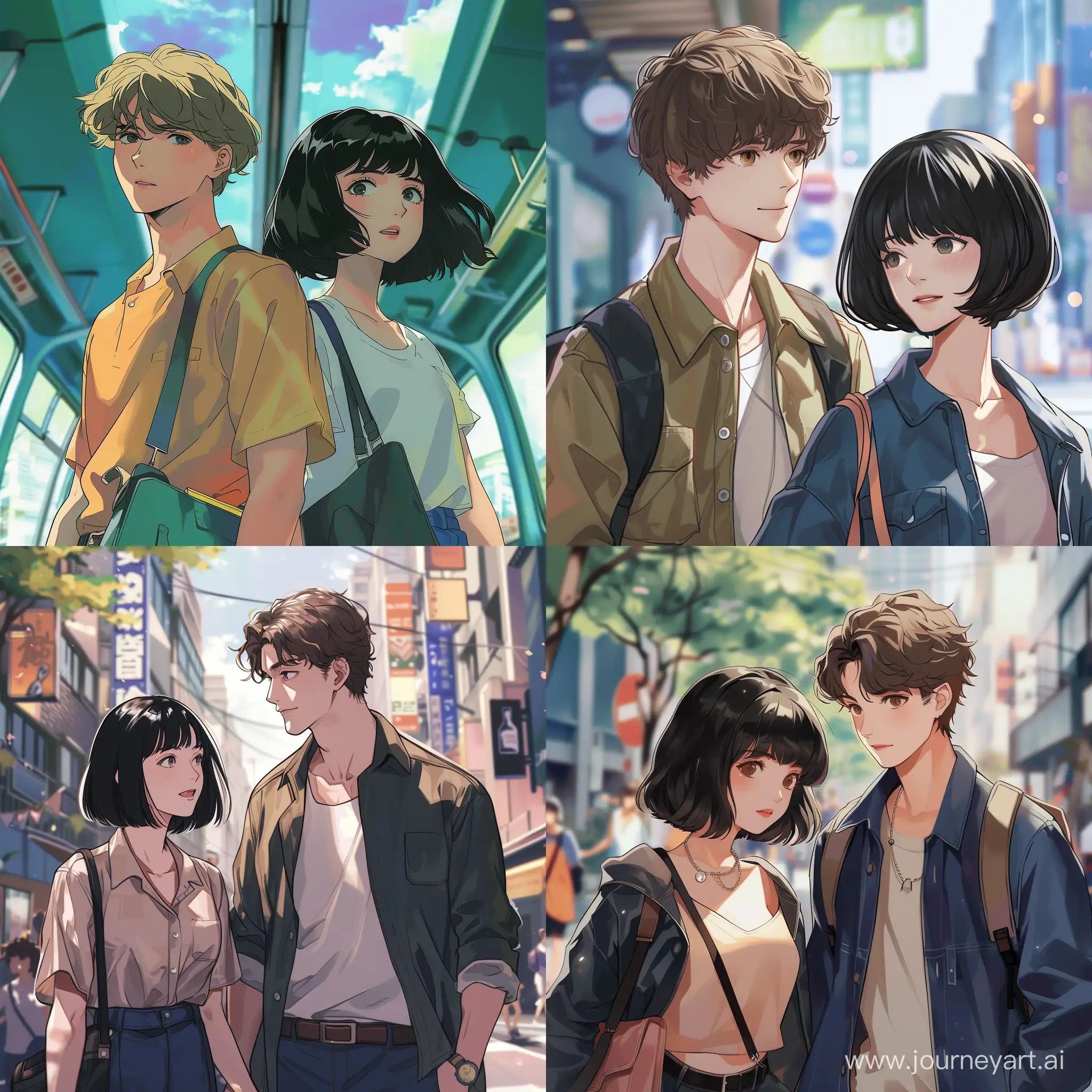 Brunette-Guy-and-Girl-Exploring-Anime-World-Together