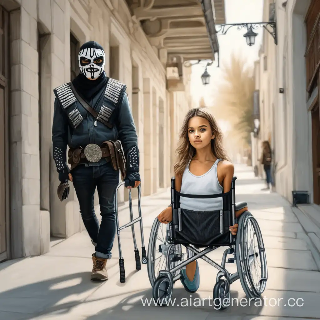 бандит гуляет с красивой девушкой сзади инвалидная коляска