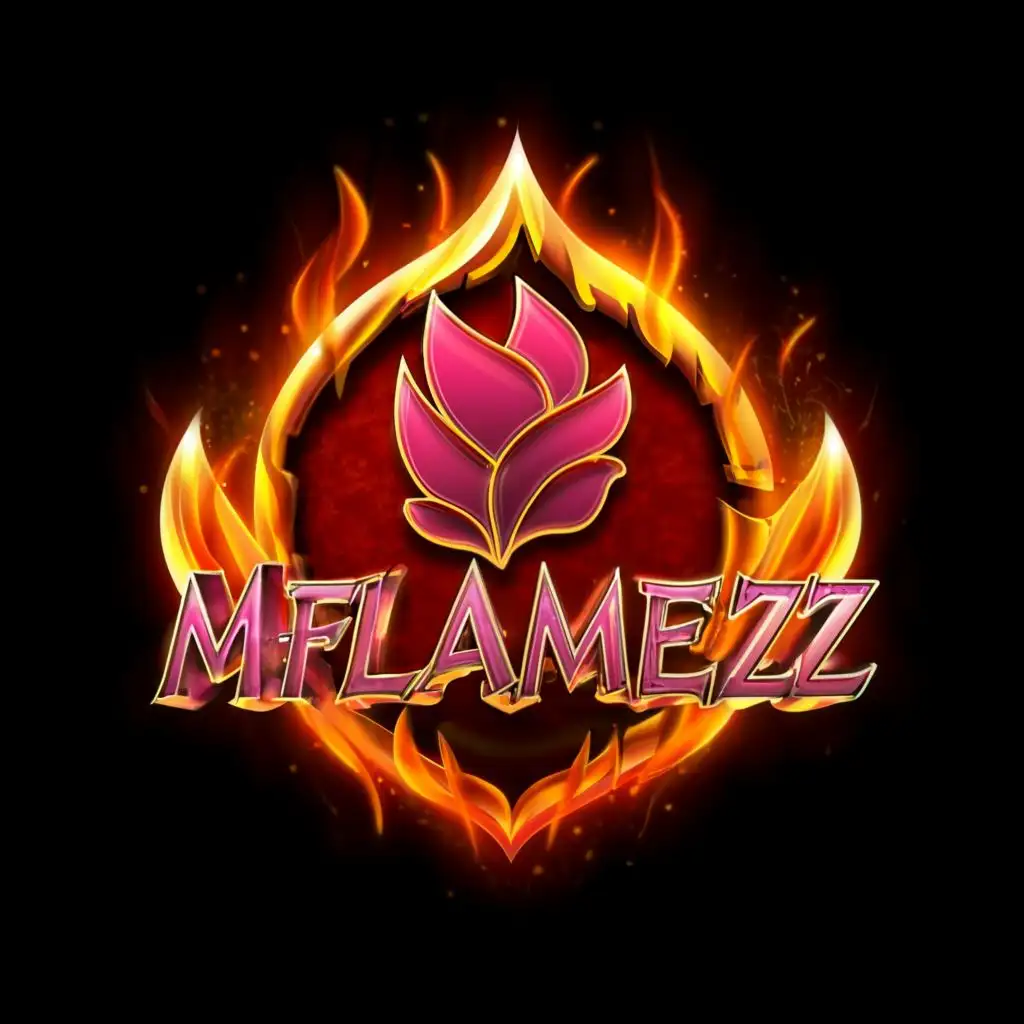 logo, Rose pink and fire theme, 3d, gaming, with the text "MsFlamez", typography, be used in Entertainment industry