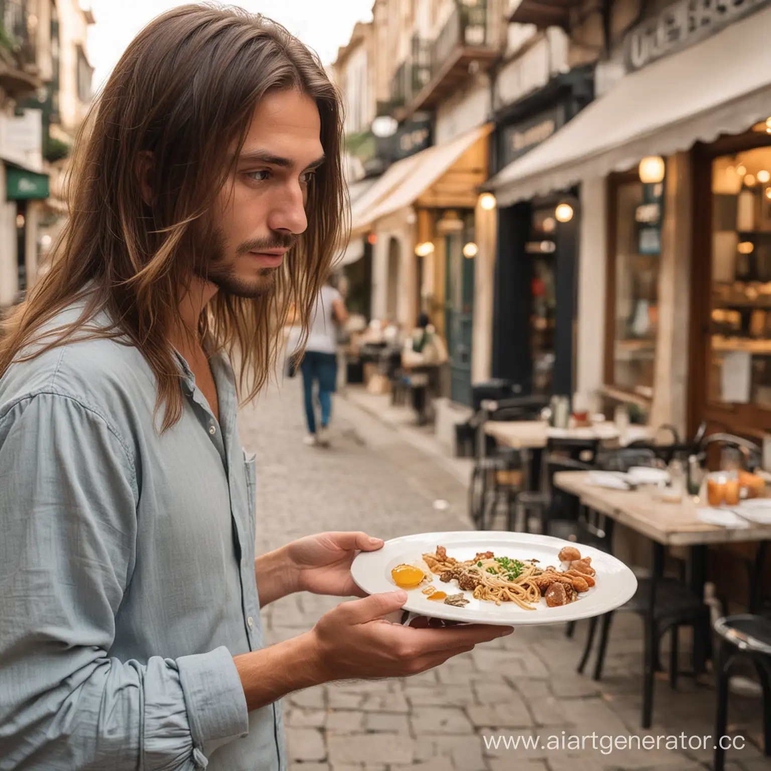 Indecisive-Diner-with-Long-Hair-Scanning-for-Dining-Options