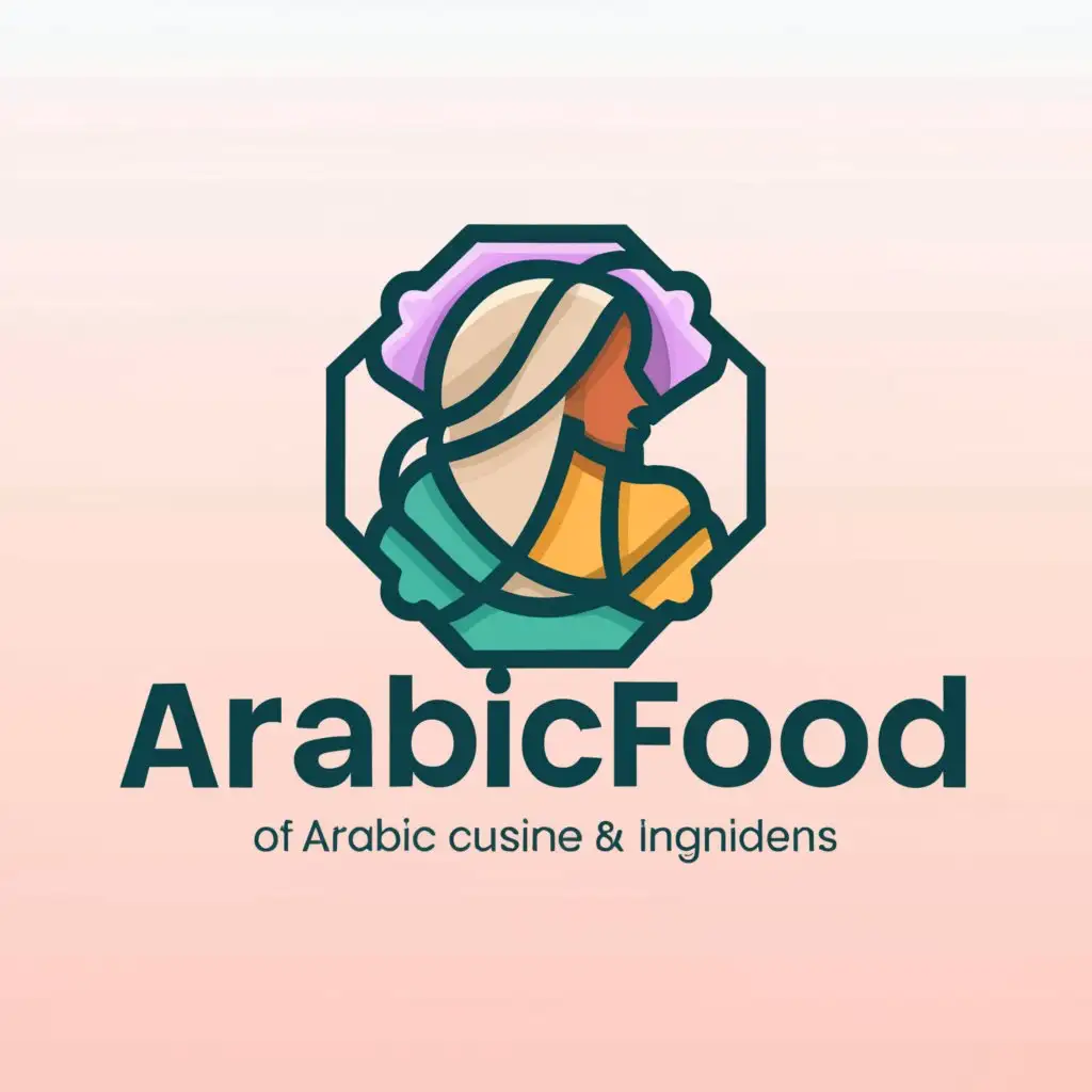 a logo design,with the text "arabic food", main symbol:logo for an Arabic food application that help the mother to know what to cook a dish for the day ingredience they have at home focus in the logo on mother sense arabic sense and ingrediencies sense,Moderate,clear background