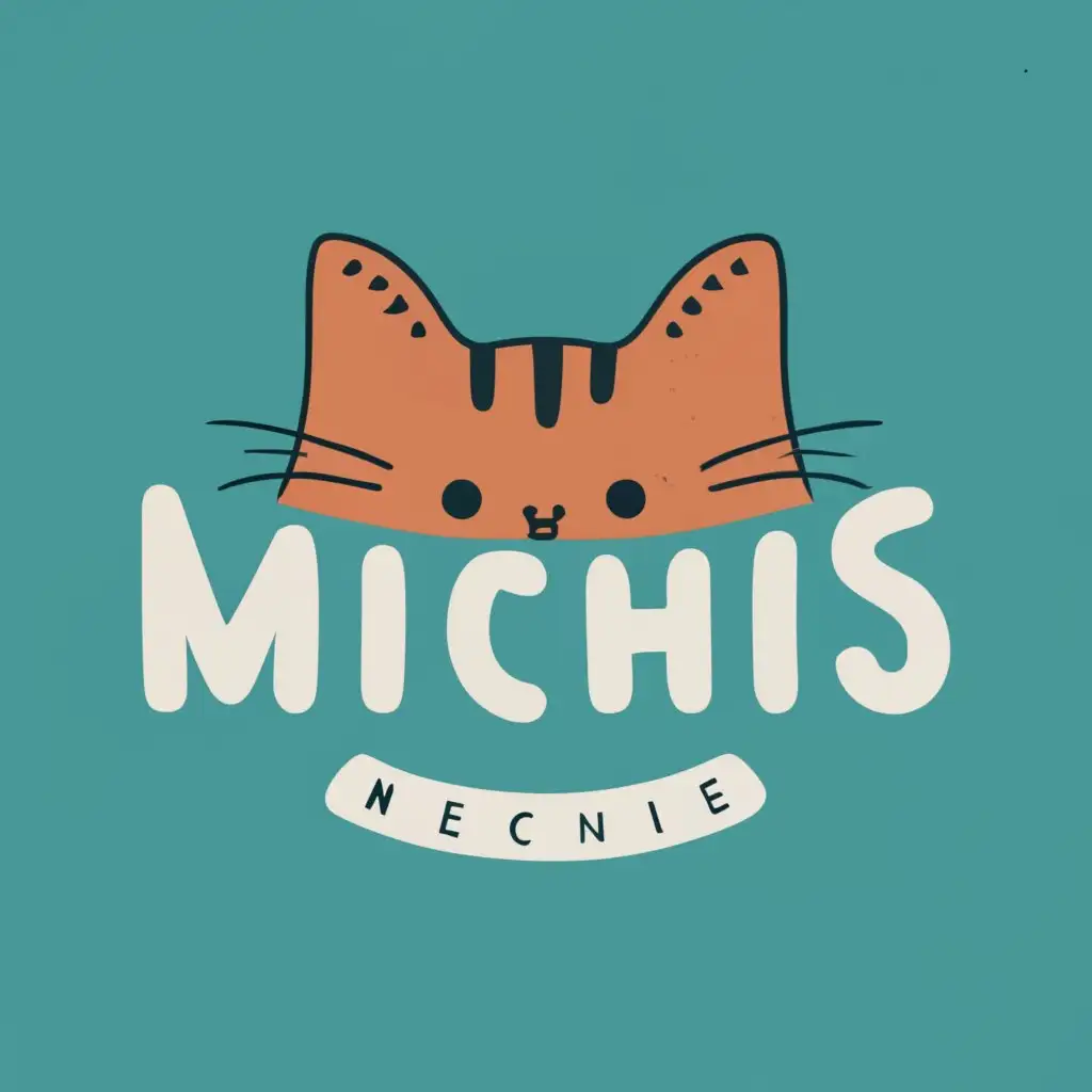 logo, cute tabby orange cat, with the text "michis", typography, be used in Animals Pets industry