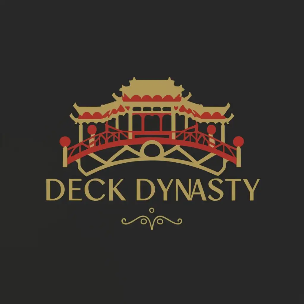 a logo design,with the text "Deck Dynasty", main symbol:Chinese Bridge, red and gold no background,Minimalistic,clear background