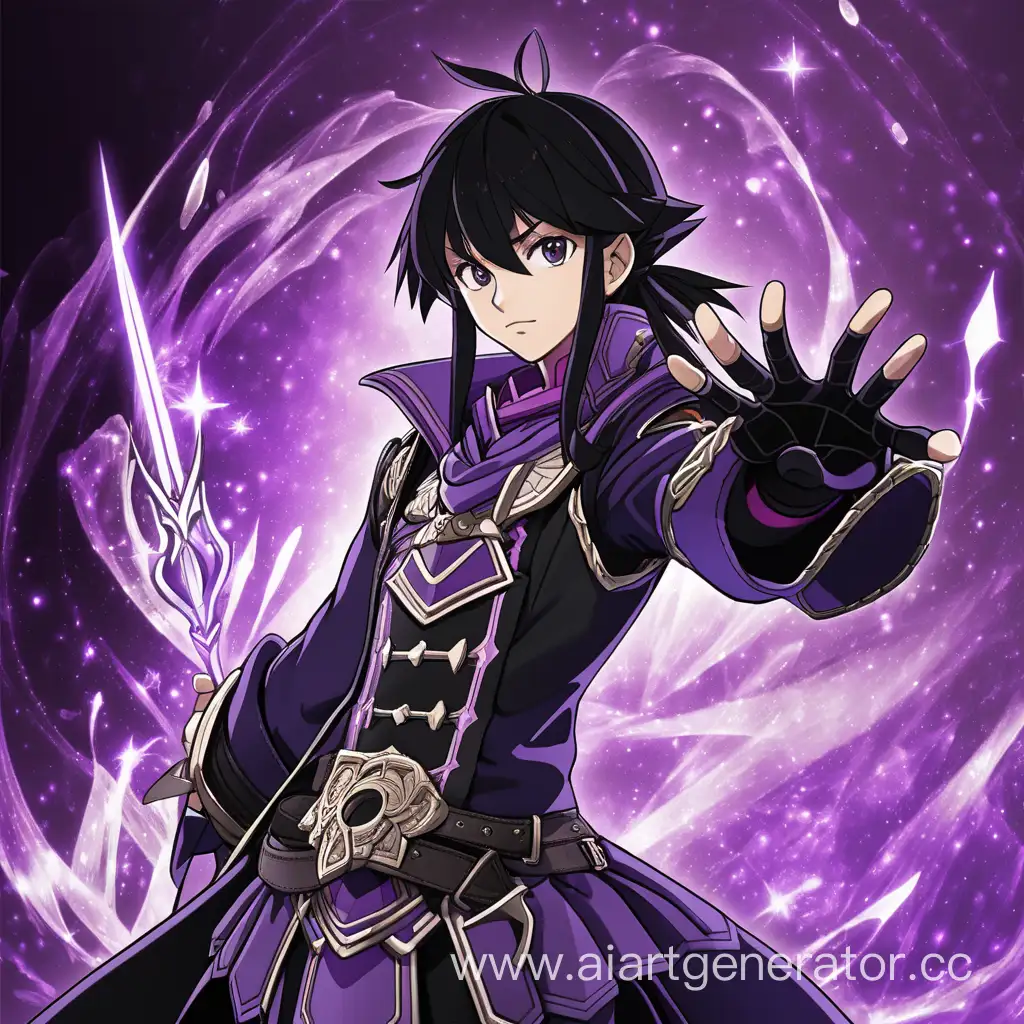 Black-purple background with a character from the anime Magical Battle