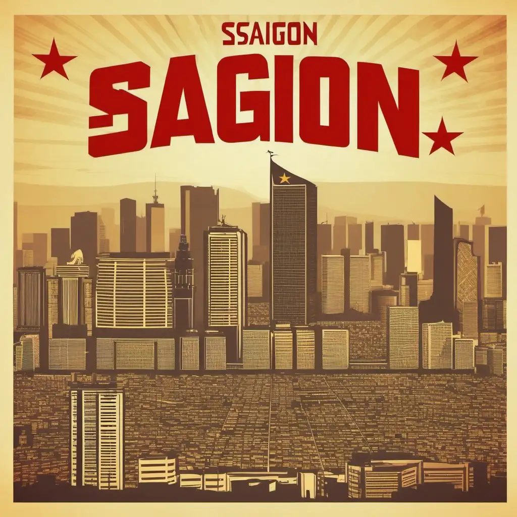 Saigon Skyline Illustration with Communist Poster Aesthetics