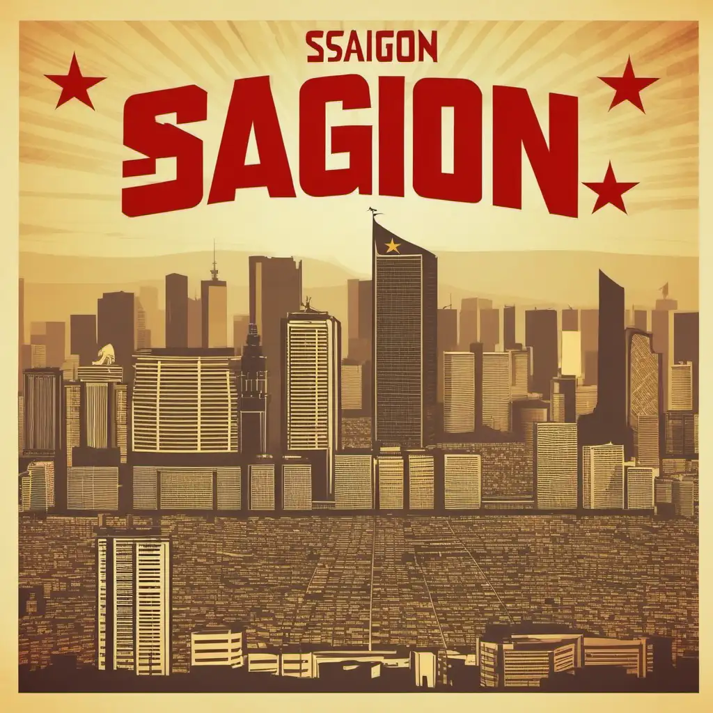 SAIGON SKYLINE in communist poster style