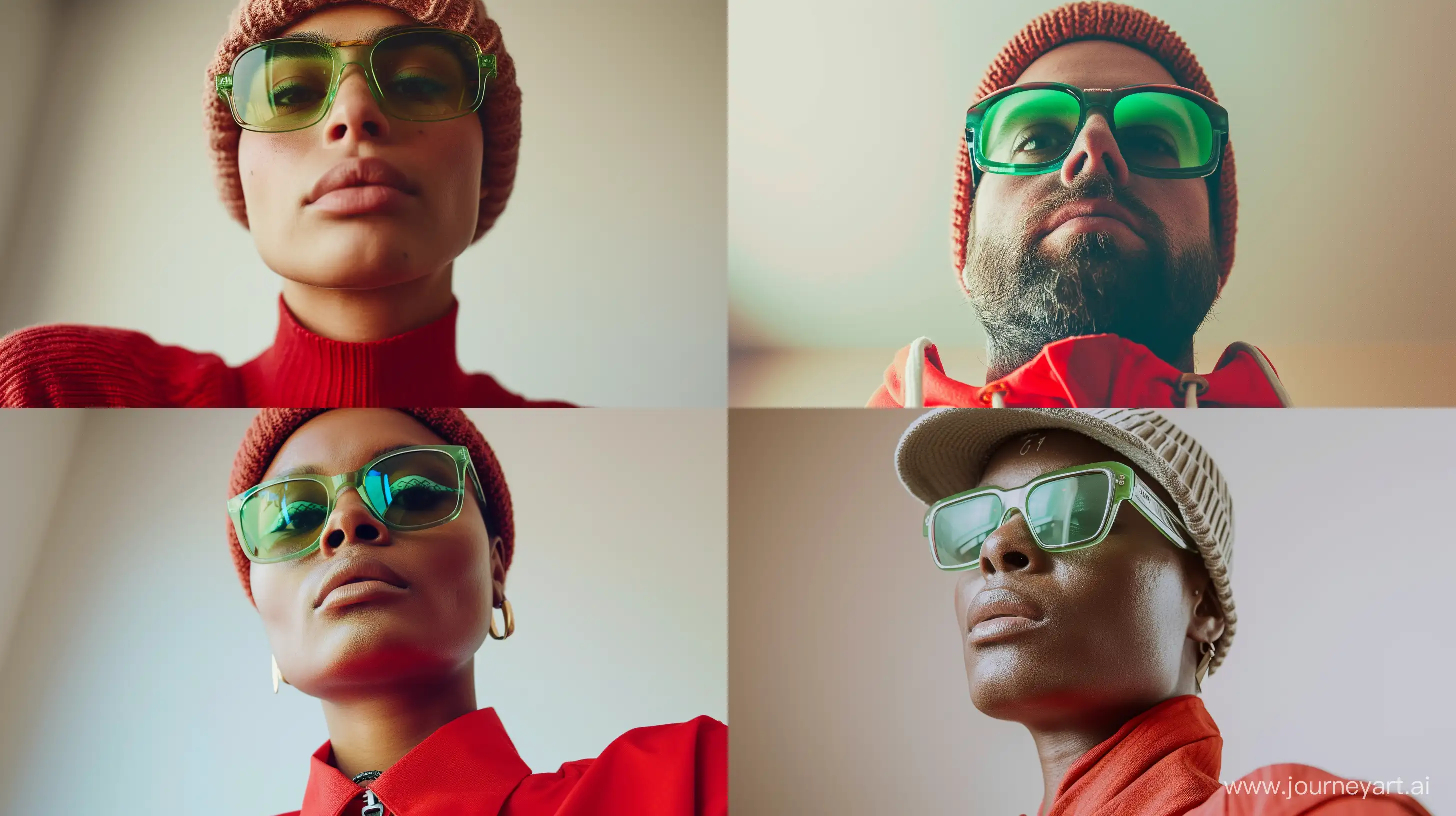 Modern-American-Portrait-in-HighFashion-Red-and-Green-Sunglasses
