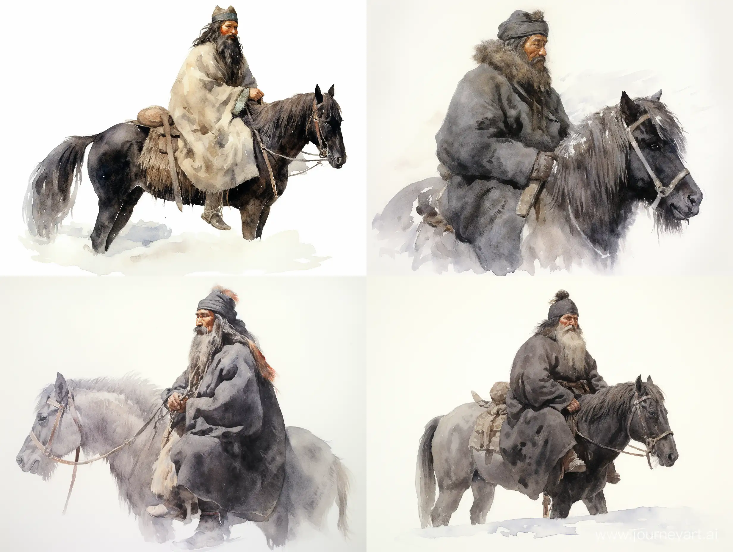 Ivan-Kolodkin-Portrait-of-a-Mustached-Rider-in-Watercolor-Style
