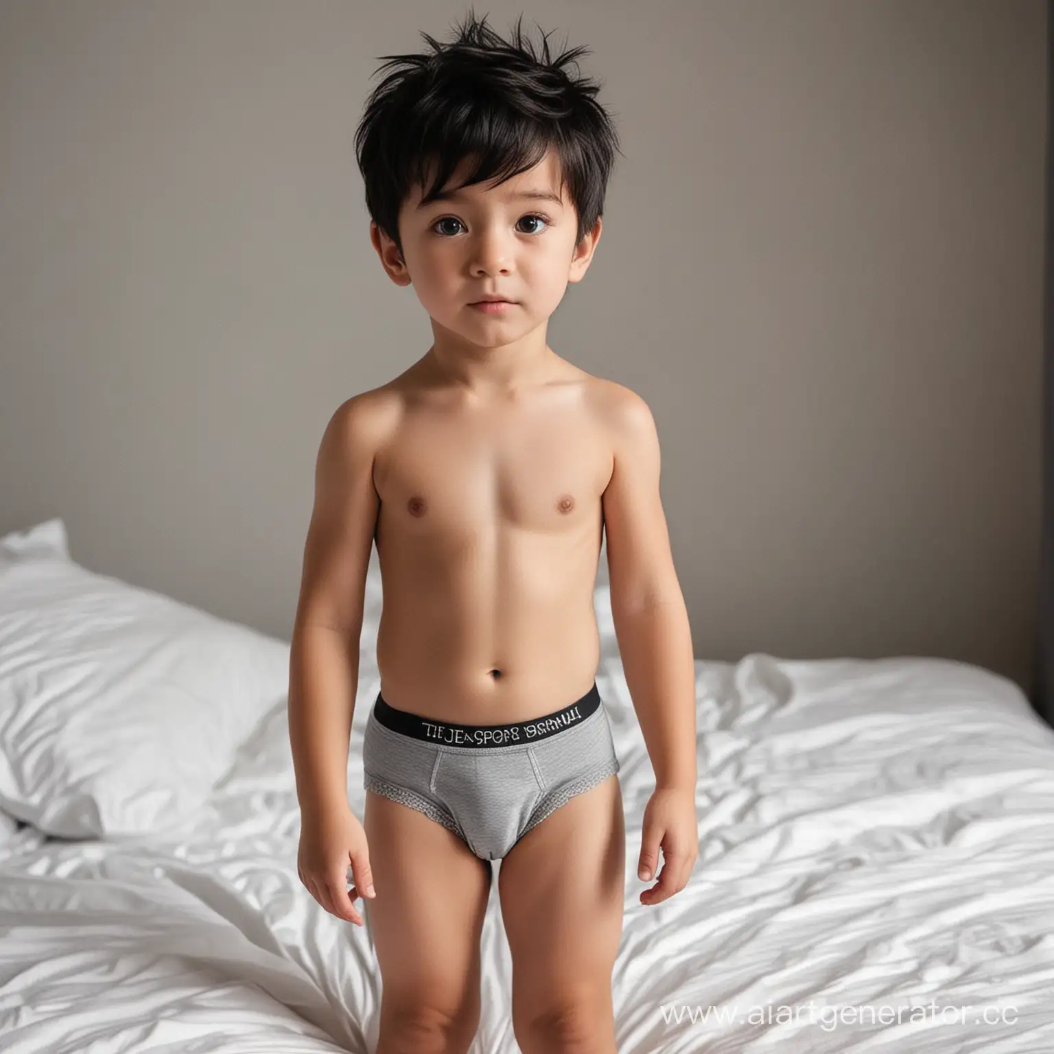 Adorable-Boy-in-Gray-Mens-Underwear-with-Black-Eyes-and-Hair