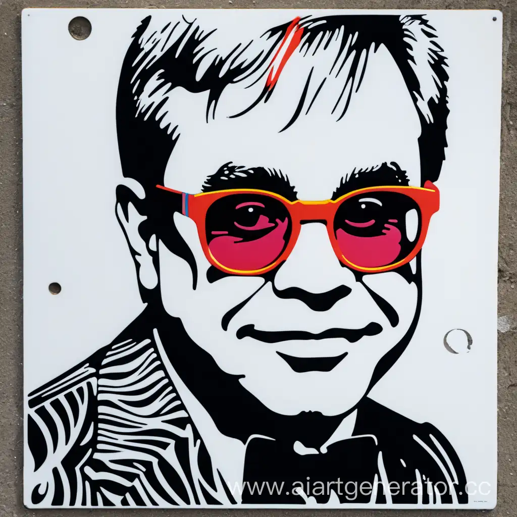Elton John  street art stencil  3 colors fun