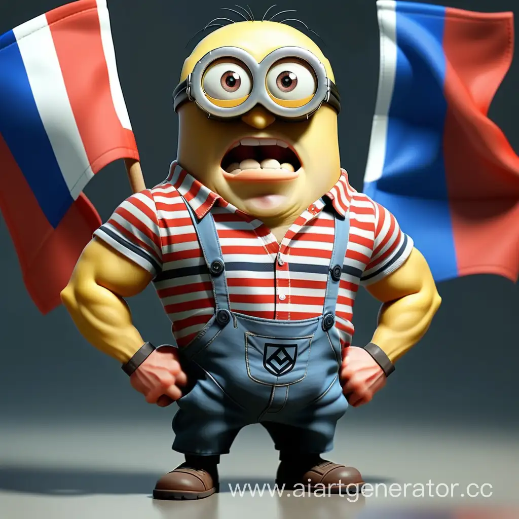 Russian-FlagWearing-Muscular-Minion-Playful-Character-Illustration