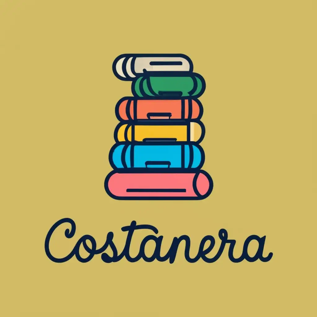 logo, A stack of color pencils at the bottom, keep the text up, with the text "COSTANERA BOOKSTORE", typography, be used in Education industry