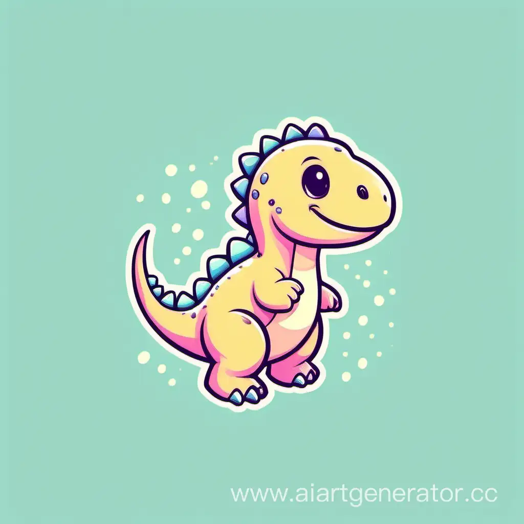 Маленький милый динозавр логотип на белом фоне в пастельных цветах