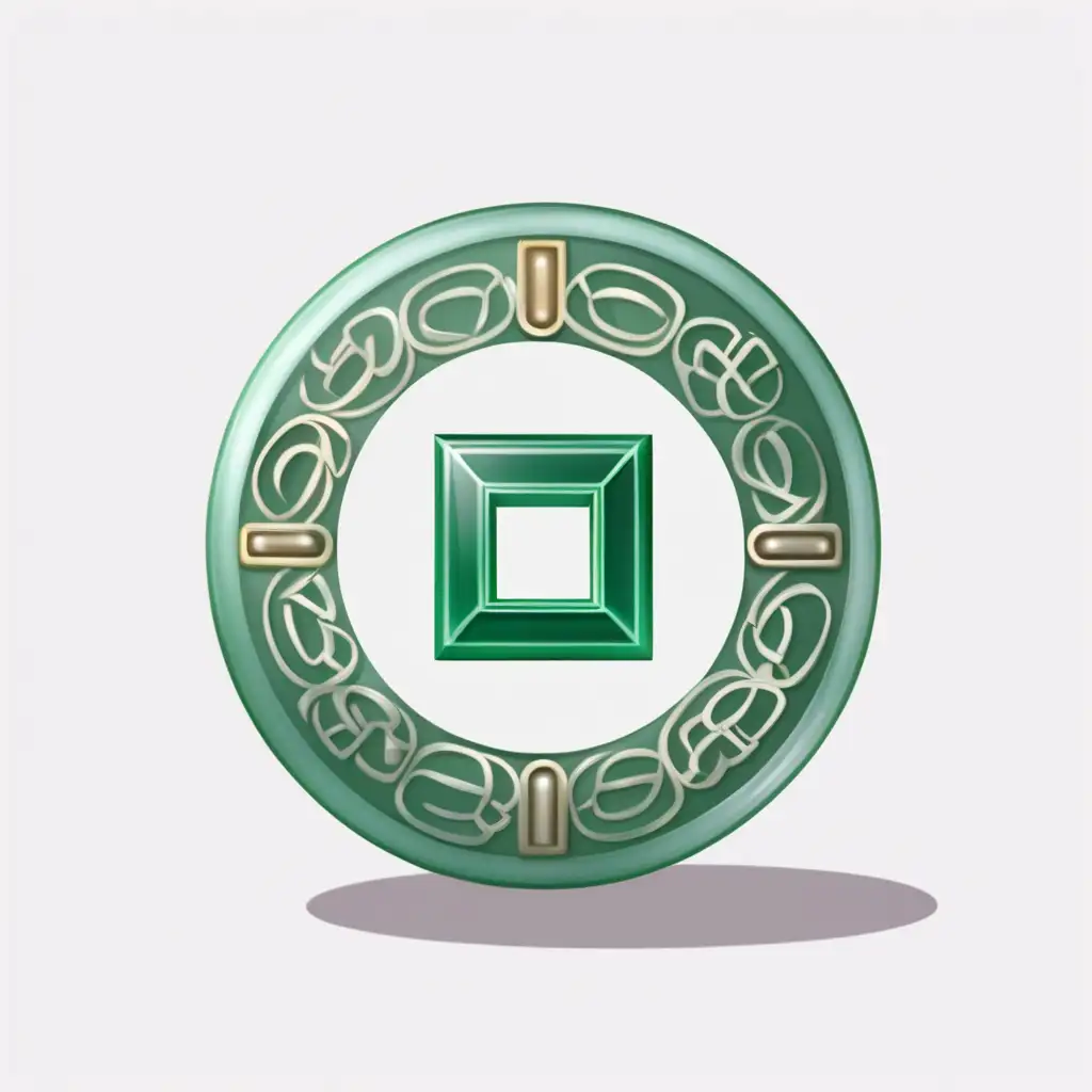a jade token with contributions points from a wuxia sect. vector. transparent background