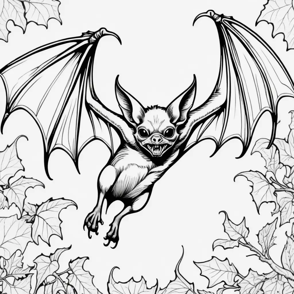 
FANTASY VAMPIRE BAT
,  coloring page, black and white, high dof, 8k,--ar 85:110 lighter
