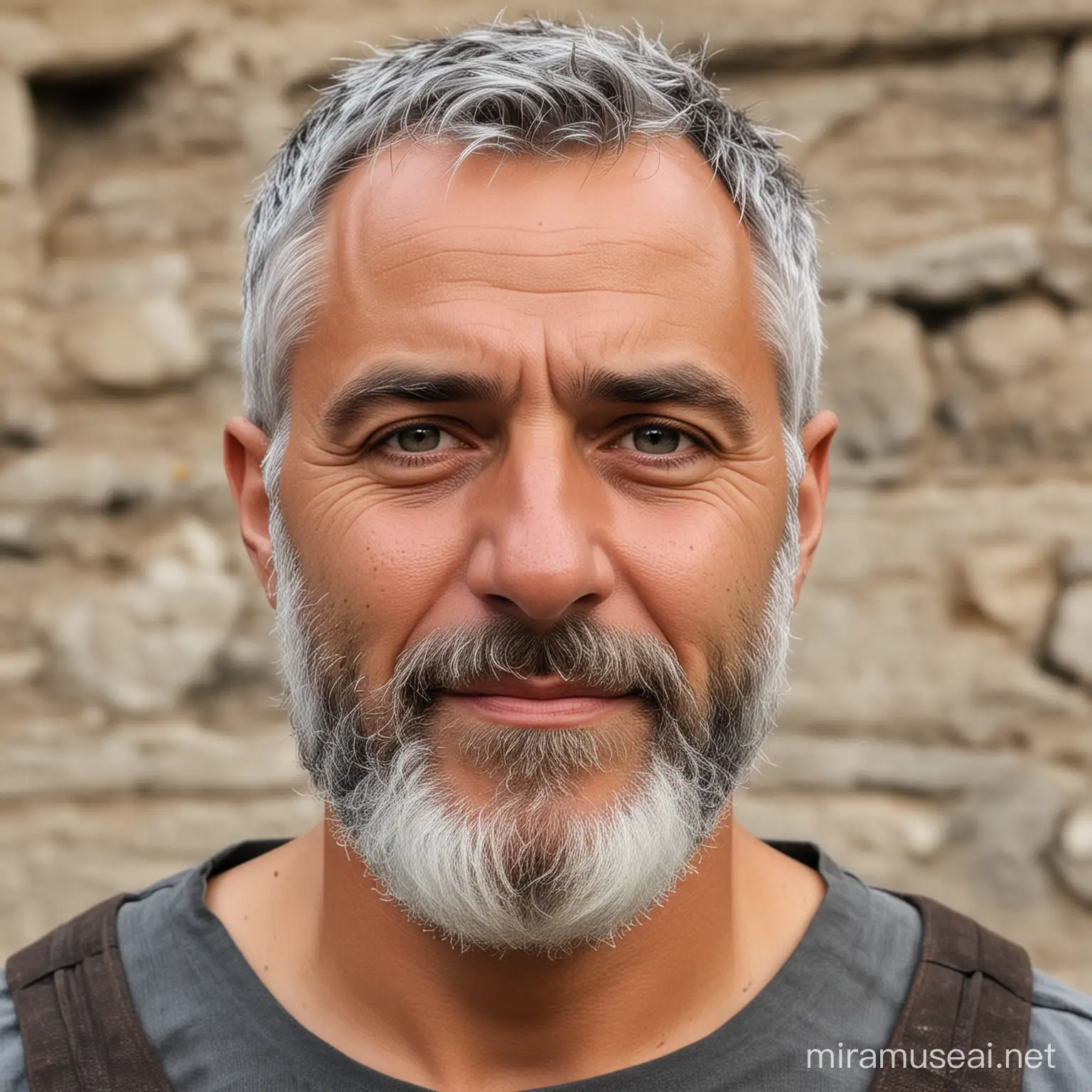 Mature Roman Gentleman with Greying Beard and Historical Attire
