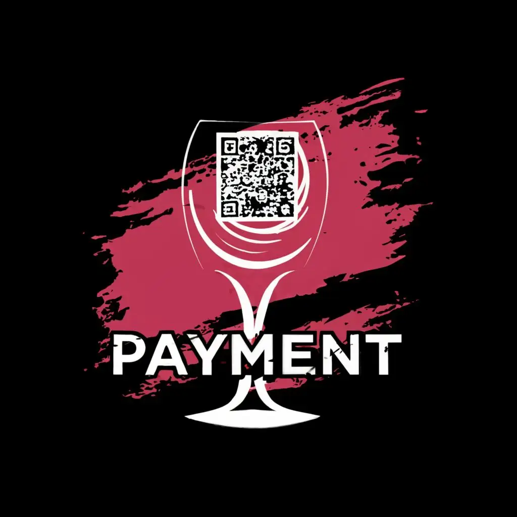 logo, wine glass swirl to qr code chaotic brush paint, with the text "payment", typography, be used in Restaurant industry