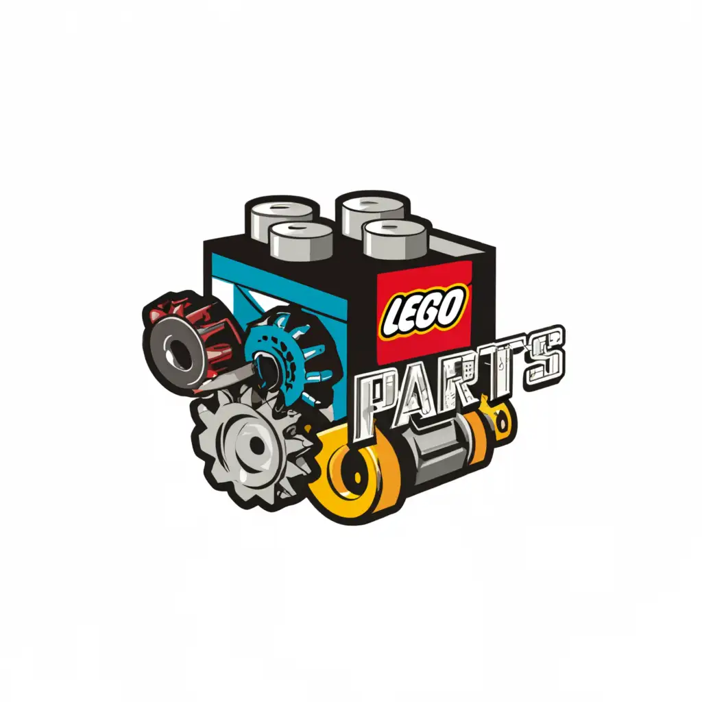 a logo design,with the text "LEGO PARTS", main symbol:Auto parts,complex,clear background